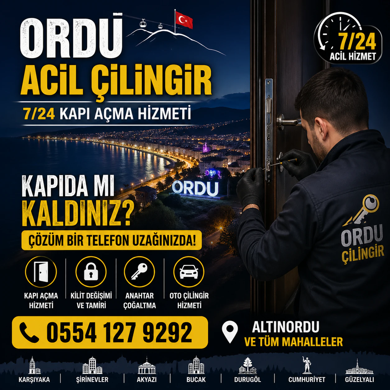 Ordu Altınordu Acil Çilingir Hizmeti Nedir? 7/24 Kapı Açma ve Kilit Çözümleri